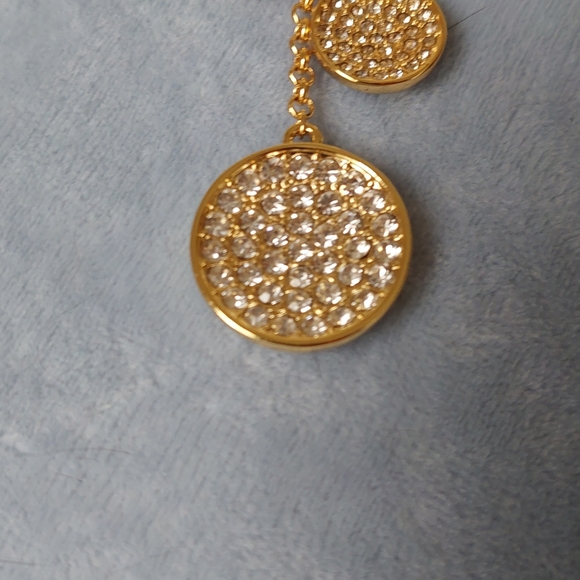 Vince Camuto ~Gold/Crystal Triple Pave Circle Lariat Necklace. NWT. - Picture 8 of 9
